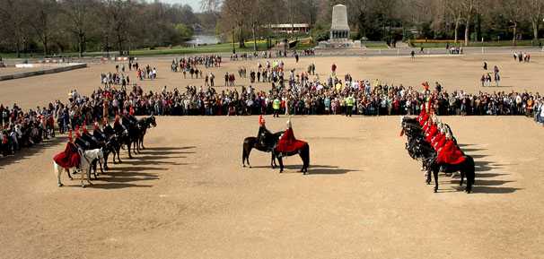 The changing of the Queen's Life Guard on Horse Guards Parade